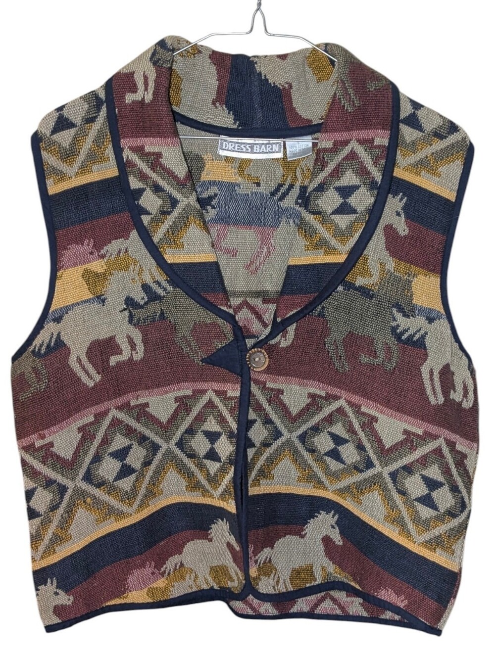 Dress Barn Tapestry Horse Motif Vest Large